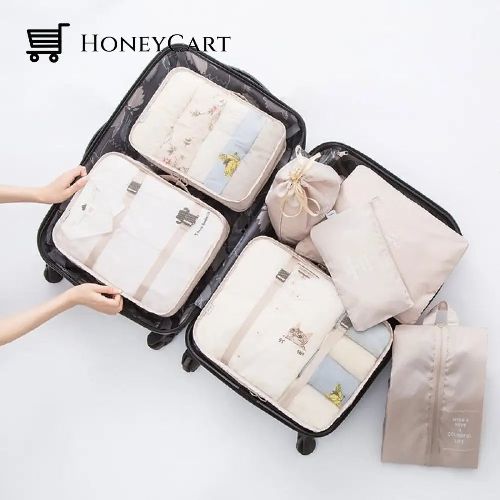 Luggage Packing Organizer Set (7 Pcs) Beige Can Organizers