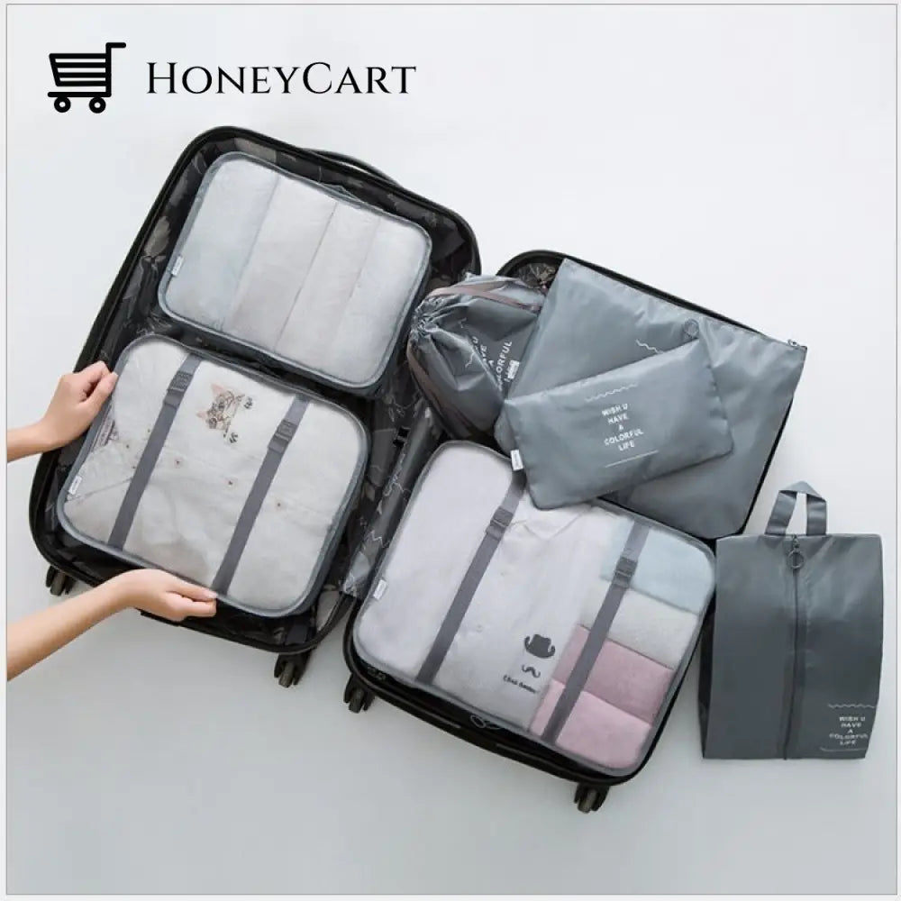 Luggage Packing Organizer Set (7 Pcs) Grey Can Organizers