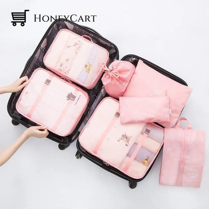 Luggage Packing Organizer Set (7 Pcs) Pink Can Organizers