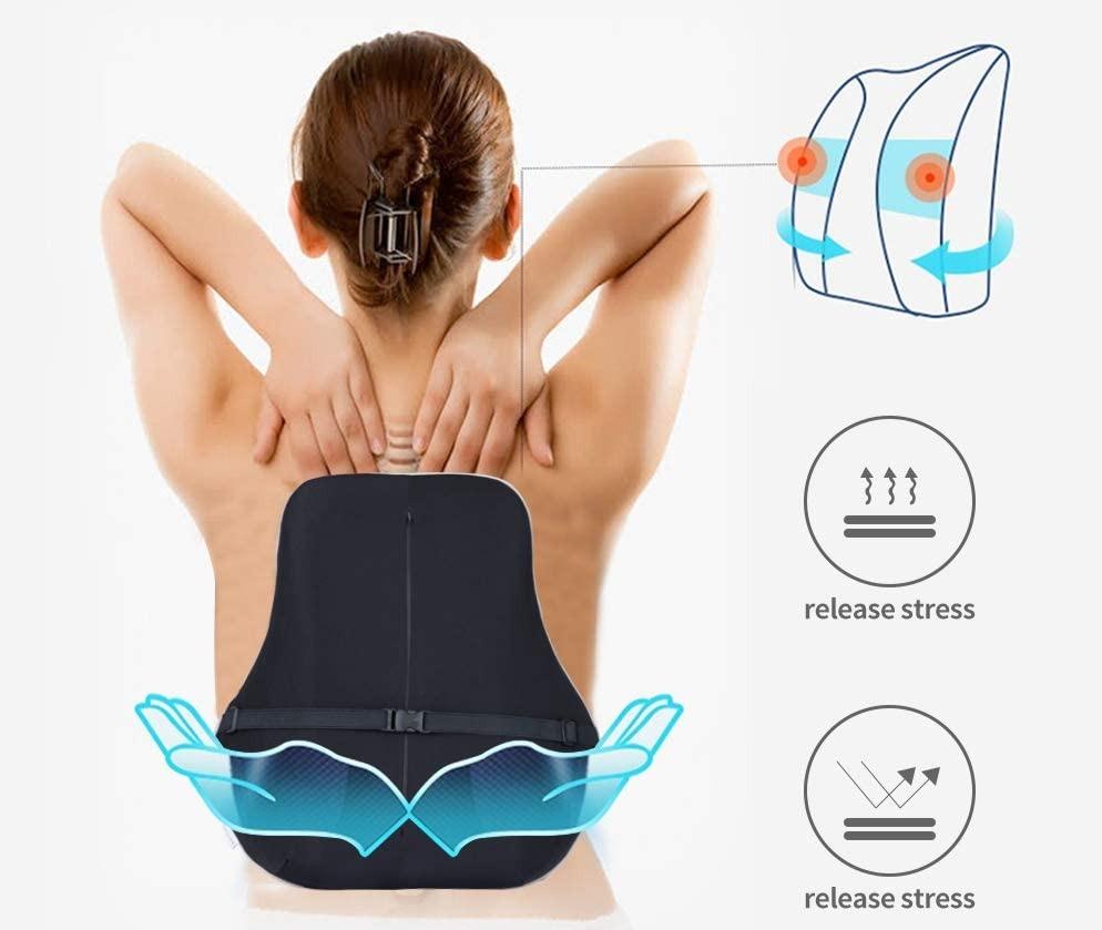 Deluxe Lumbar Support Cushion Pillow Orthopedic Backrest for Car Seat Office Chair