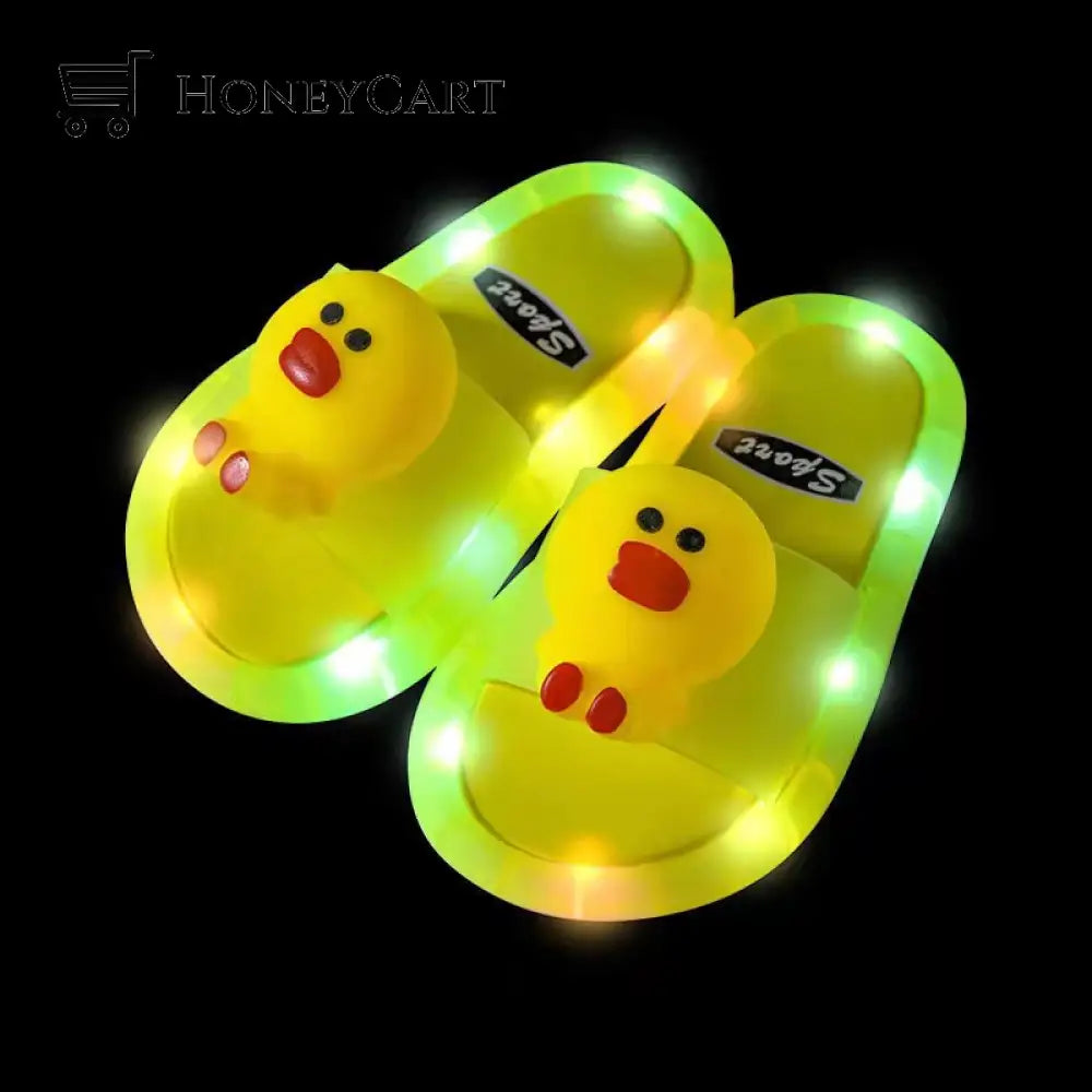 Luminous Cartoon Children Slippers Yellow Duck / 24-25 Shoes