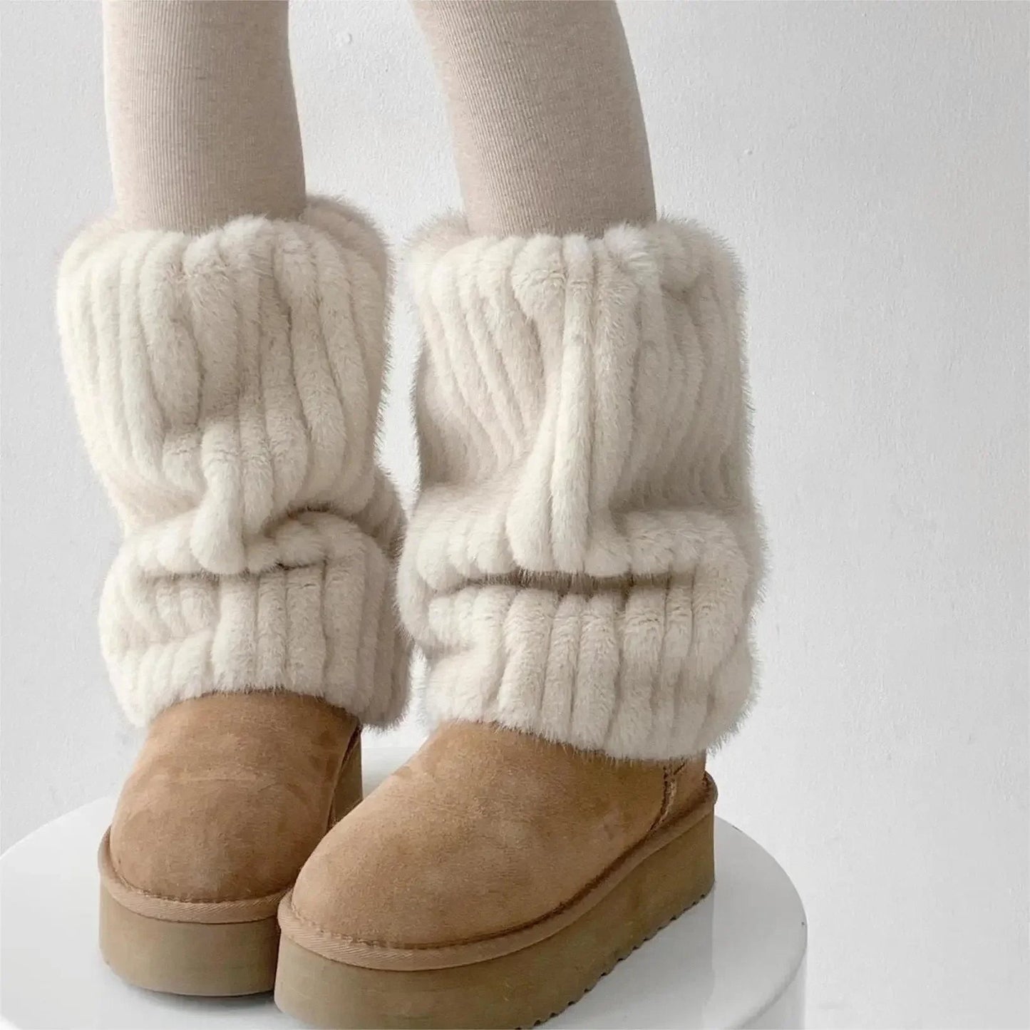 Fur Leg Warmers for Women Luxurious Thick Imitation Mink Fur