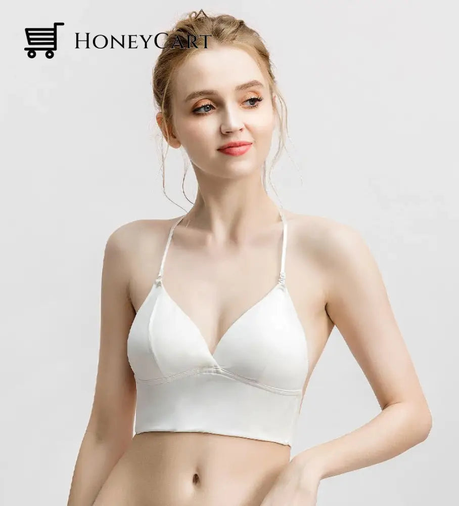 Magic Bra Backless Bralette Best For Low Back Dress Halter Neck Top Open White / S