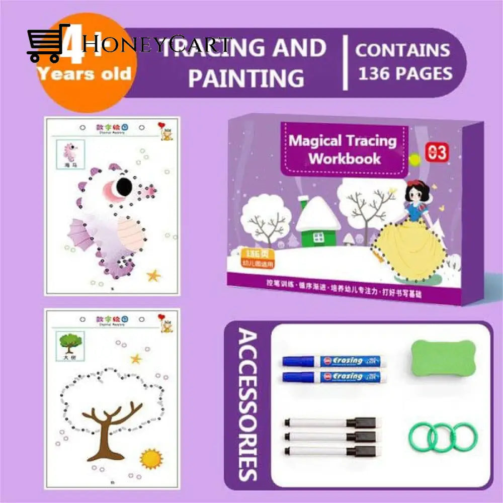 Magical Tracing Workbook Set 136 Pages ( For 4+ Years Old)