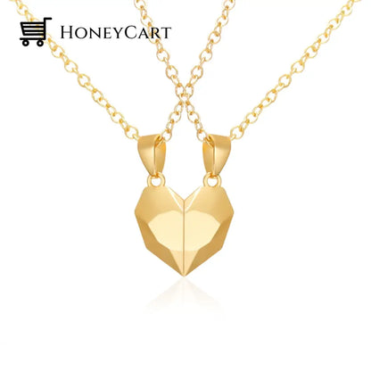 Magnetic Abstract Heart Couples Necklace All Gold Necklaces