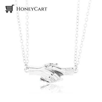 Magnetic Abstract Heart Couples Necklace All Silver Necklaces