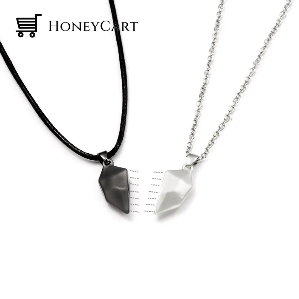 Magnetic Abstract Heart Couples Necklace Necklaces