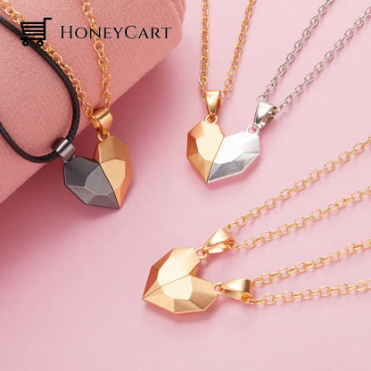 Magnetic Abstract Heart Couples Necklace Necklaces