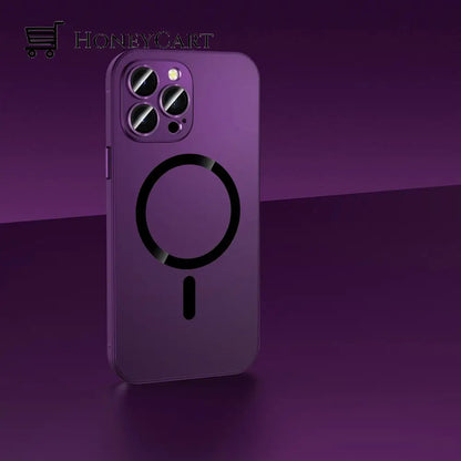 Magnetic Charging Aluminum Metal Bumper Matte Case Cover For Iphone 12 / Purple