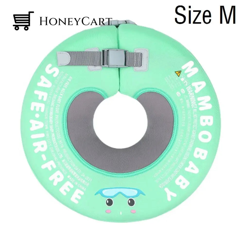 Mambo None Inflatable Safety Baby Swimming Float Ring 3D Cover M Green Child Aids