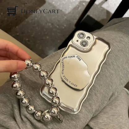 Matte Silver Ball Bracelet Air Cushion Case For Iphone 14 Pro Max Tool