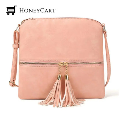 Medium Crossbody Bag With Tassel Pink