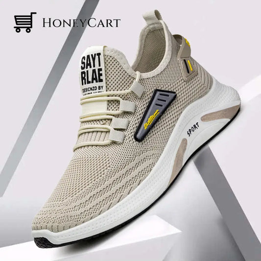 Mens Arch Support Orthopedic Casual Breathable Sneakers Beige / 6