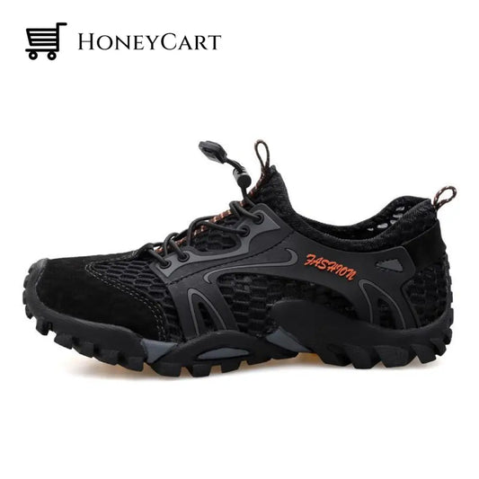 Mens Breathable Mesh Casual Light Outdoor Hiking Shoes Black / Us 7