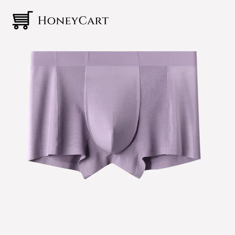 Mens Hollow Breathable Underwear Grey&Purple / L