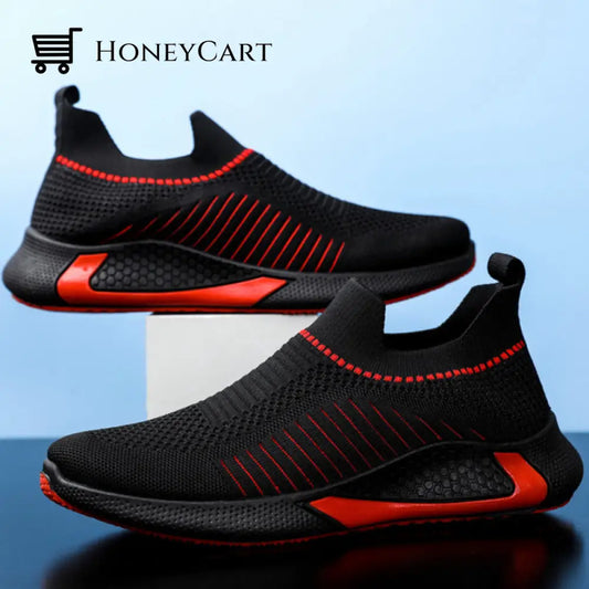 Mens Laceless Breathable Mesh Knit Sneakers Shoes Men