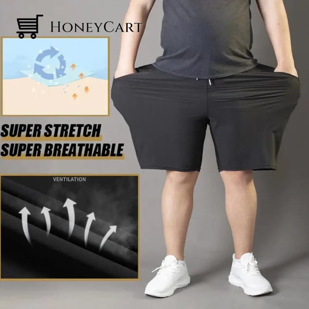 Mens Plus Size Ice Silk Stretch Shorts