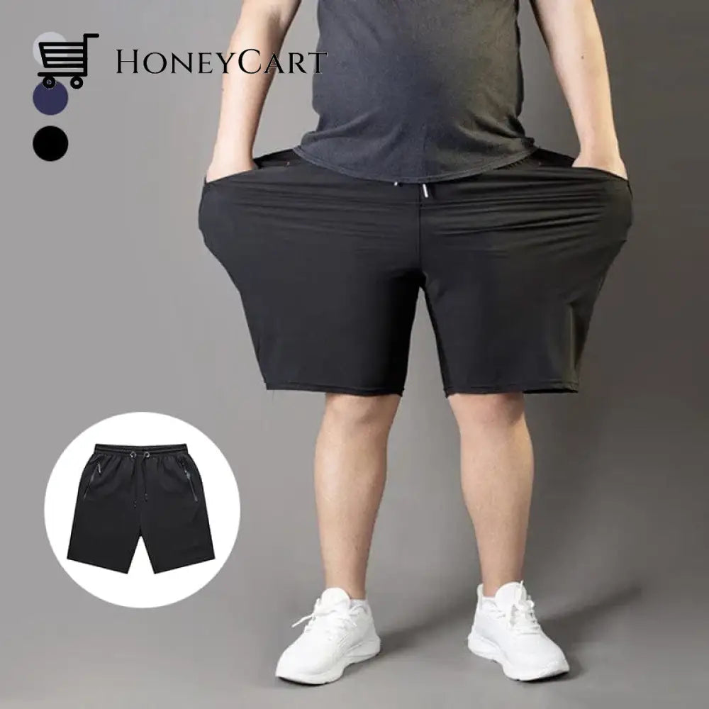 Mens Plus Size Ice Silk Stretch Shorts