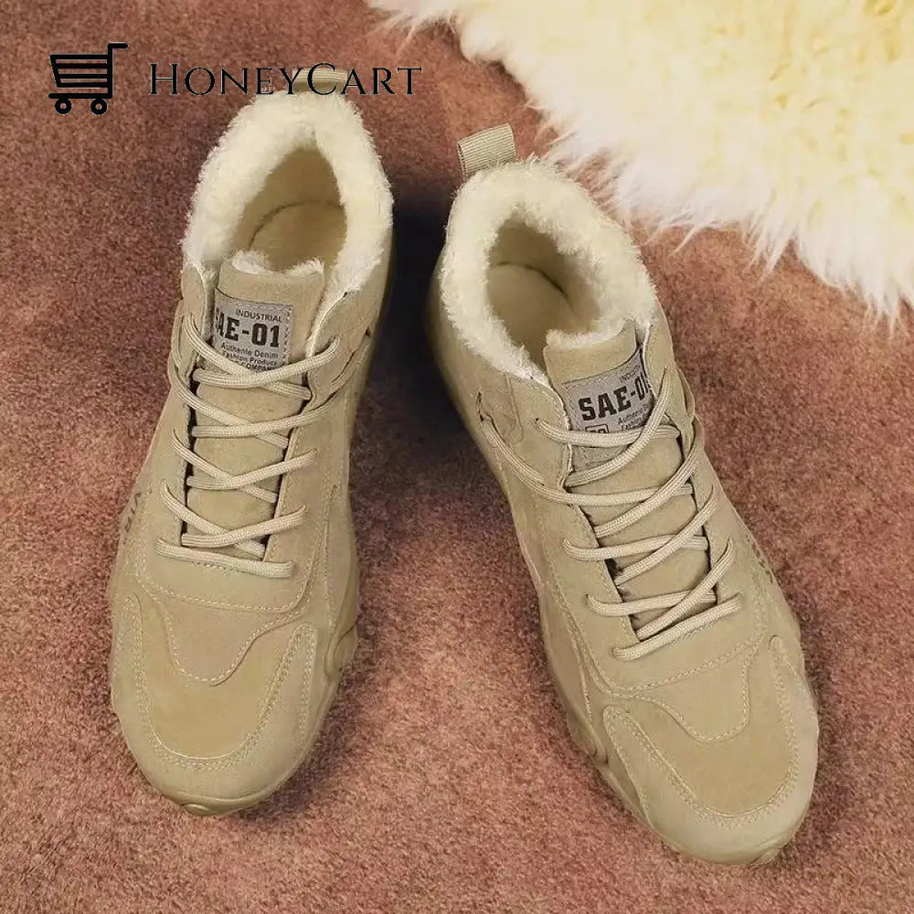 Mens Walking Running Shoe Orthopedic Sneaker Fur Lined 6 / Khaki Shoes