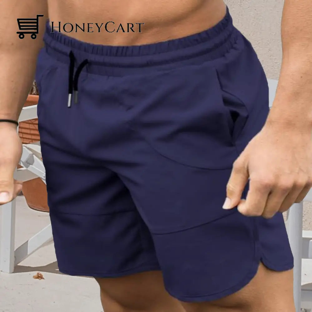 Mens Workout Running Short Pants Navy Blue / M