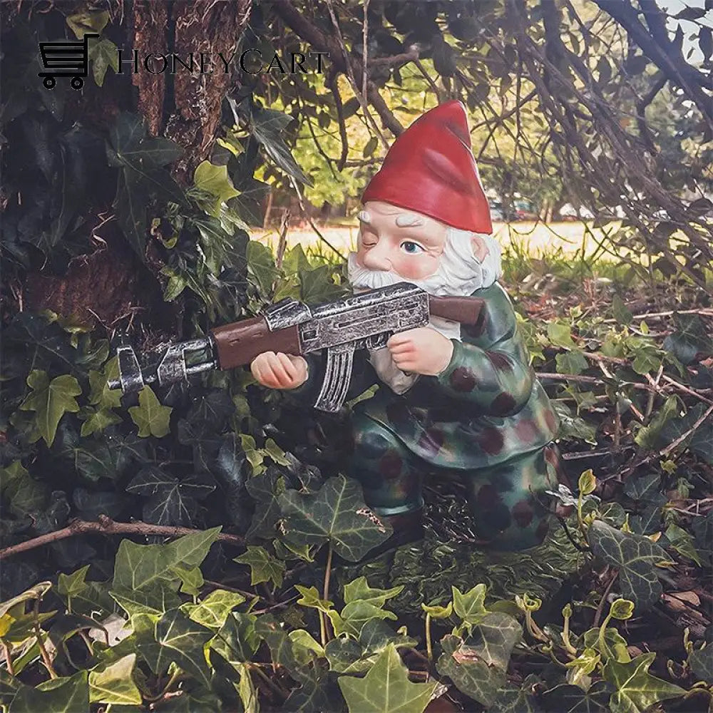 Military Garden Gnome With Camouflage Uniform And Ak47 1