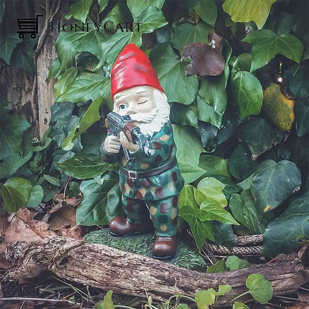 Military Garden Gnome With Camouflage Uniform And Ak47 2