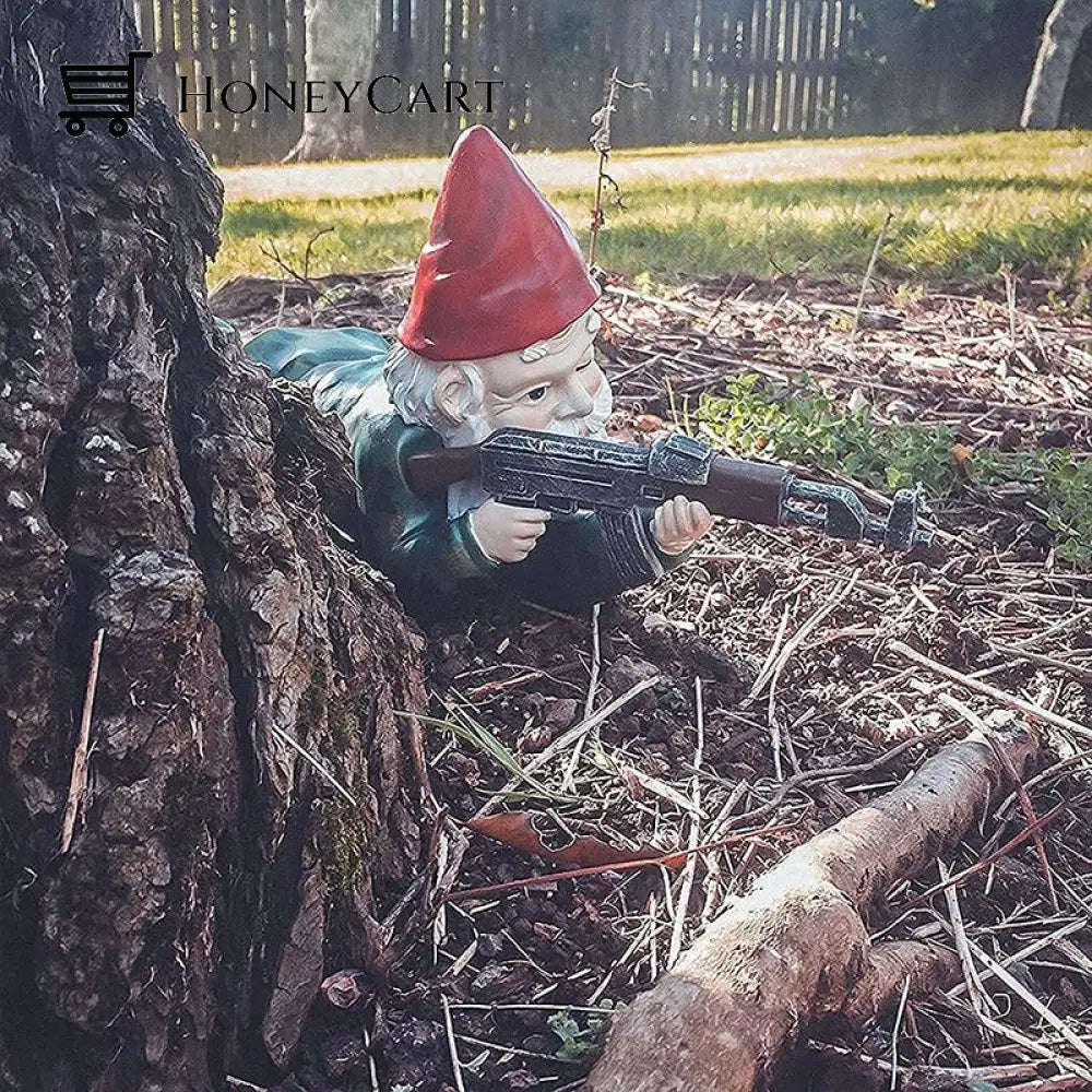 Military Garden Gnome With Camouflage Uniform And Ak47 3