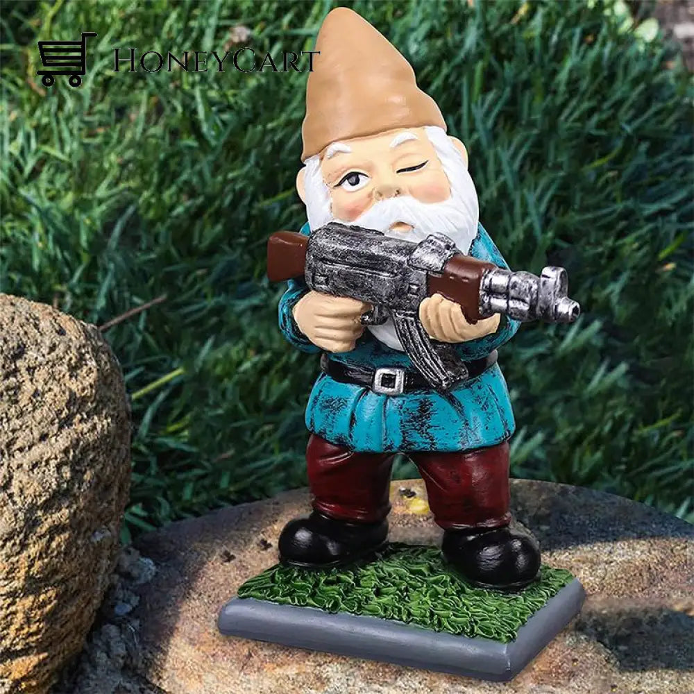 Military Garden Gnome With Camouflage Uniform And Ak47