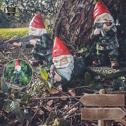 Military Garden Gnome With Camouflage Uniform And Ak47