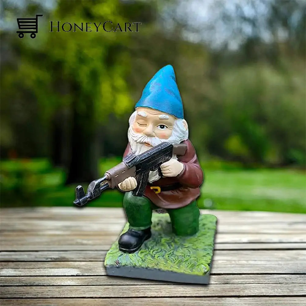 Military Garden Gnome With Camouflage Uniform And Ak47 Guerrilla 1