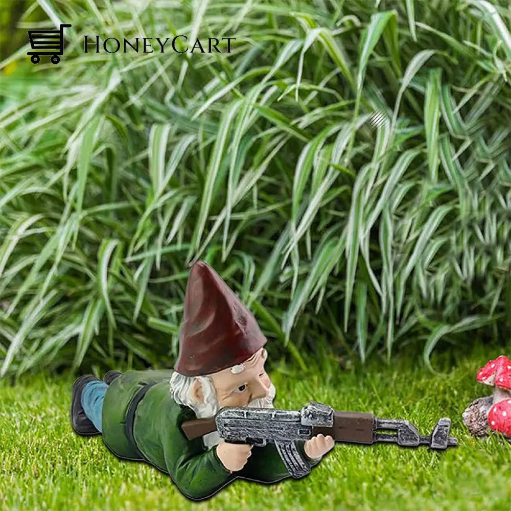 Military Garden Gnome With Camouflage Uniform And Ak47 Guerrilla 3