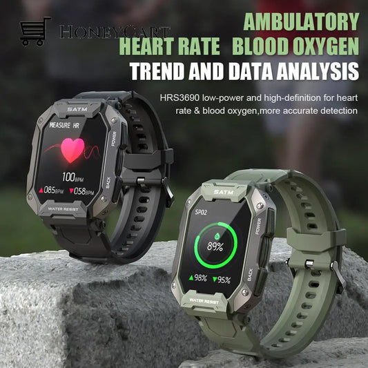 Military Smart Watch Fitness Tracker