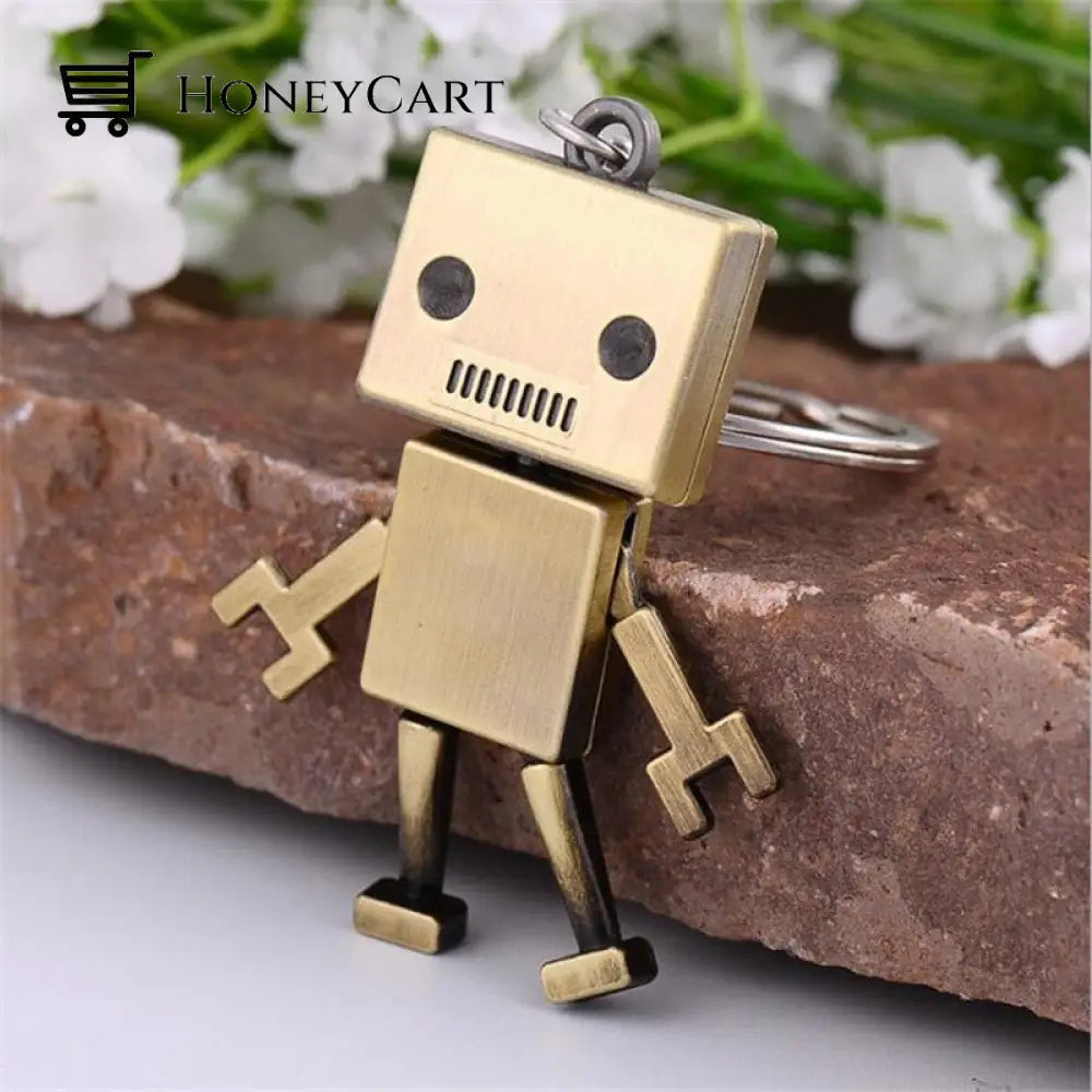 Mini Confused Robot Keychain Gold Keychains