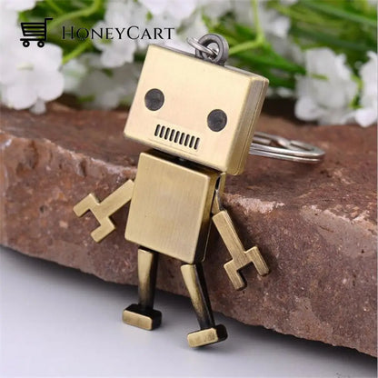 Mini Confused Robot Keychain Gold Keychains