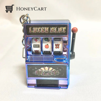Mini Slot Machine Anti Stress Toy Keychain Blue Keychains