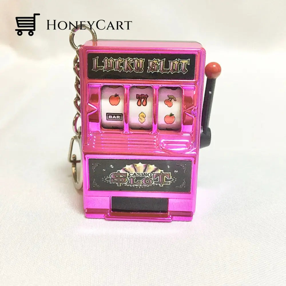 Mini Slot Machine Anti Stress Toy Keychain Rose Red Keychains