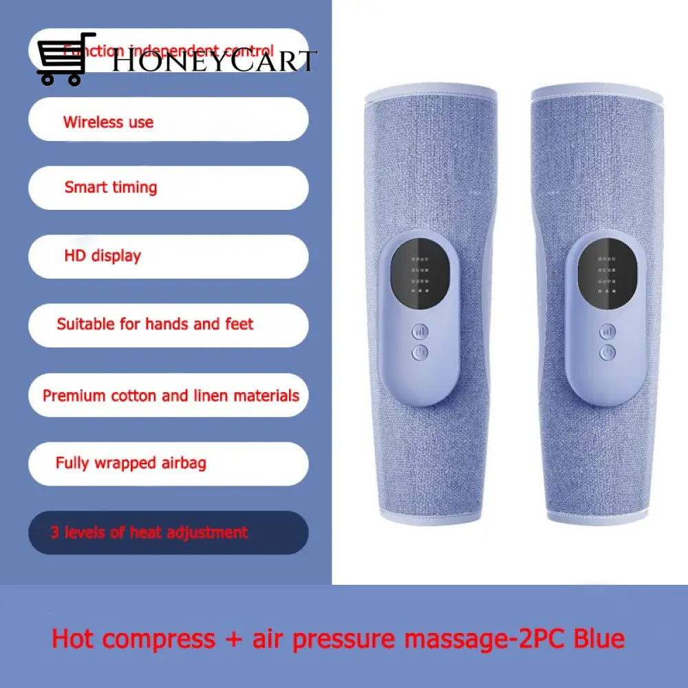 Minimal Air Wireless Vibration Portable Leg Massager 2Pc Blue 2Mode Massagers