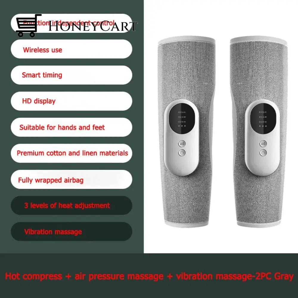 Minimal Air Wireless Vibration Portable Leg Massager 2Pc Gray 3Mode Massagers