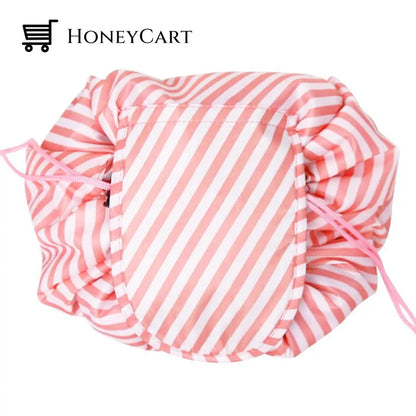 Minime Cosmetic Travel Bag Pink & White Stripes