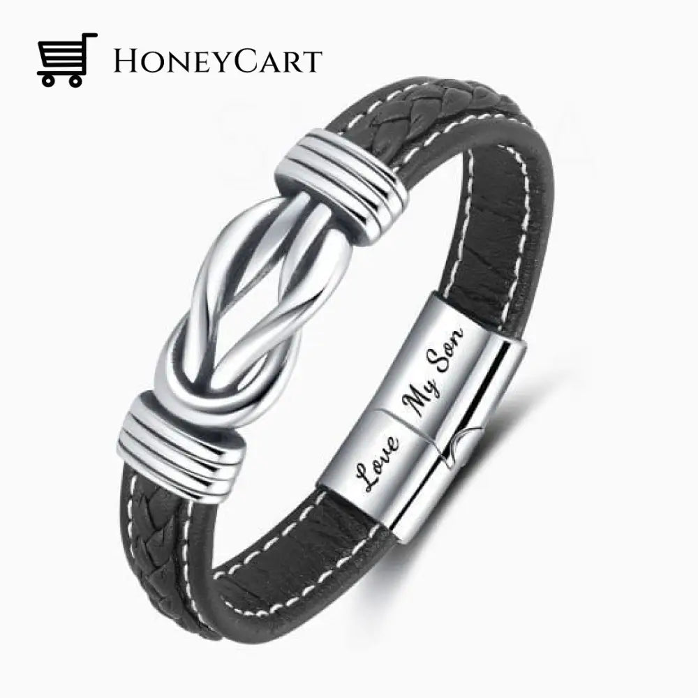 Mother And Son Forever Linked Together Braided Leather Bracelet