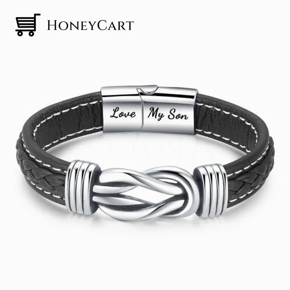 Mother And Son Forever Linked Together Braided Leather Bracelet