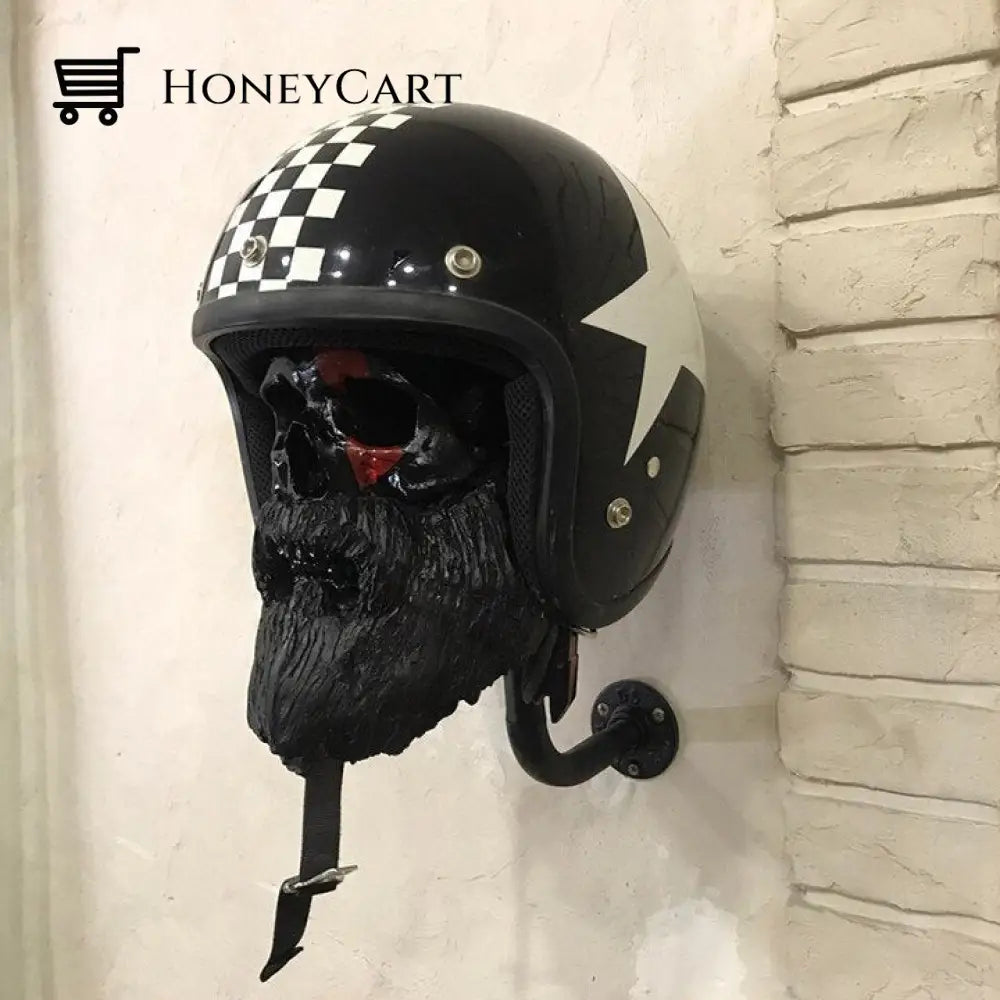 Motorcycle Helmet Skull With Beard-Helmet Rack