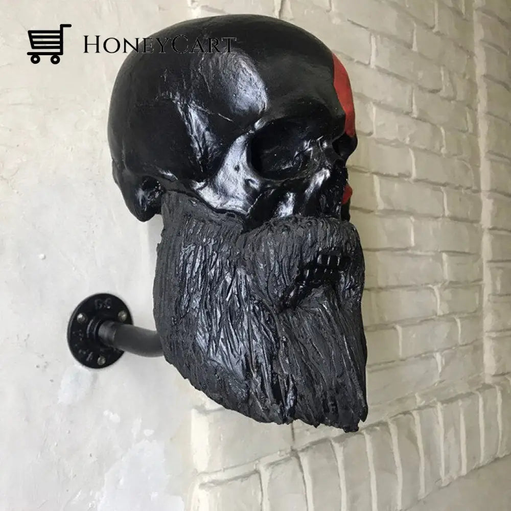 Motorcycle Helmet Skull With Beard-Helmet Rack