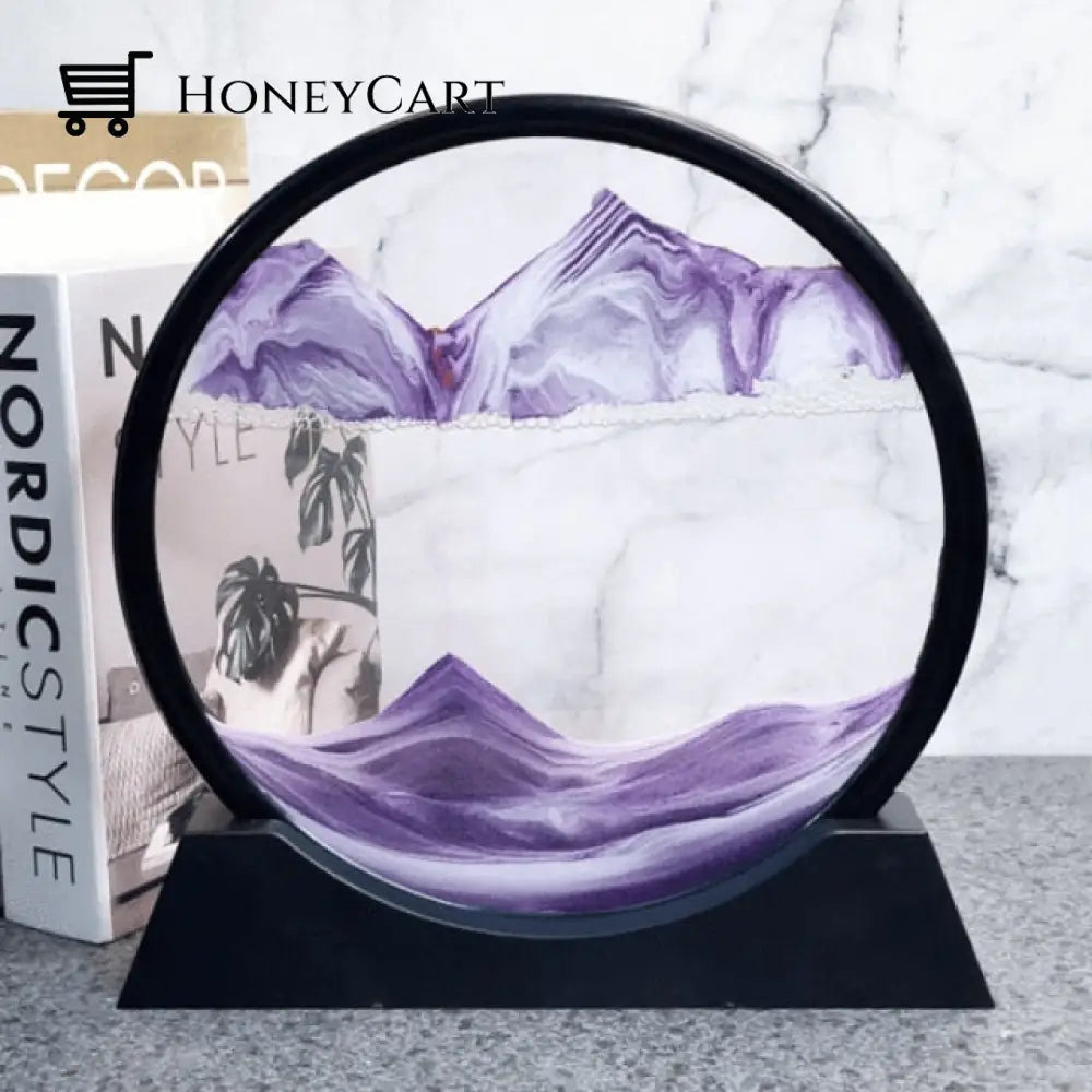 Moving Sand Art Hourglass Picture [Freeship] Periwinkle Purple / 7 Inch