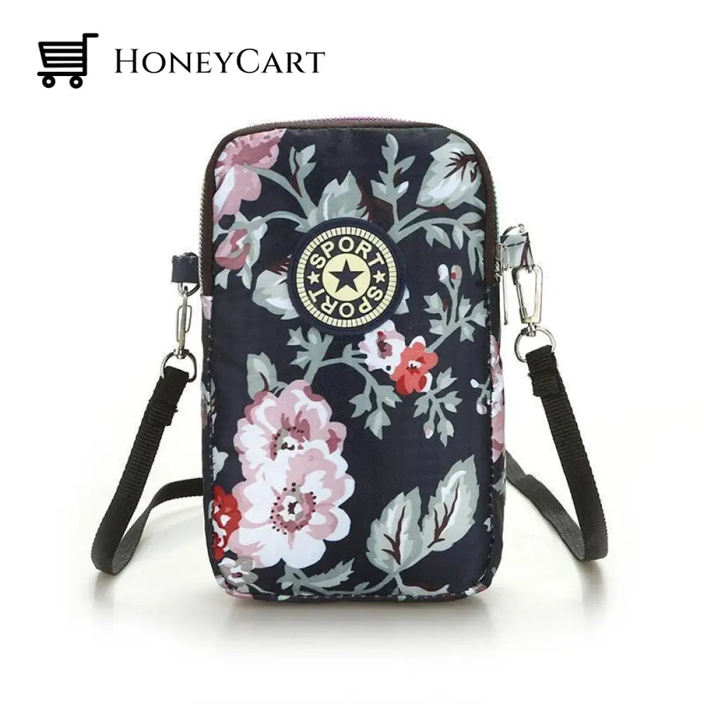 Multi-Function Phone Crossbody Bag Wrist Rose Flower