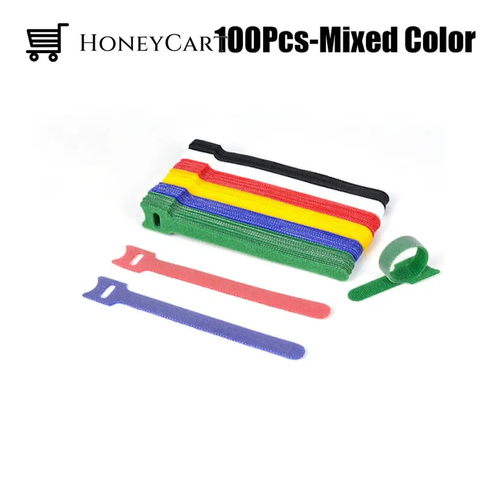 Multicolor Separable Cable Organizer Ties 100Pcs-Mixed Color Management