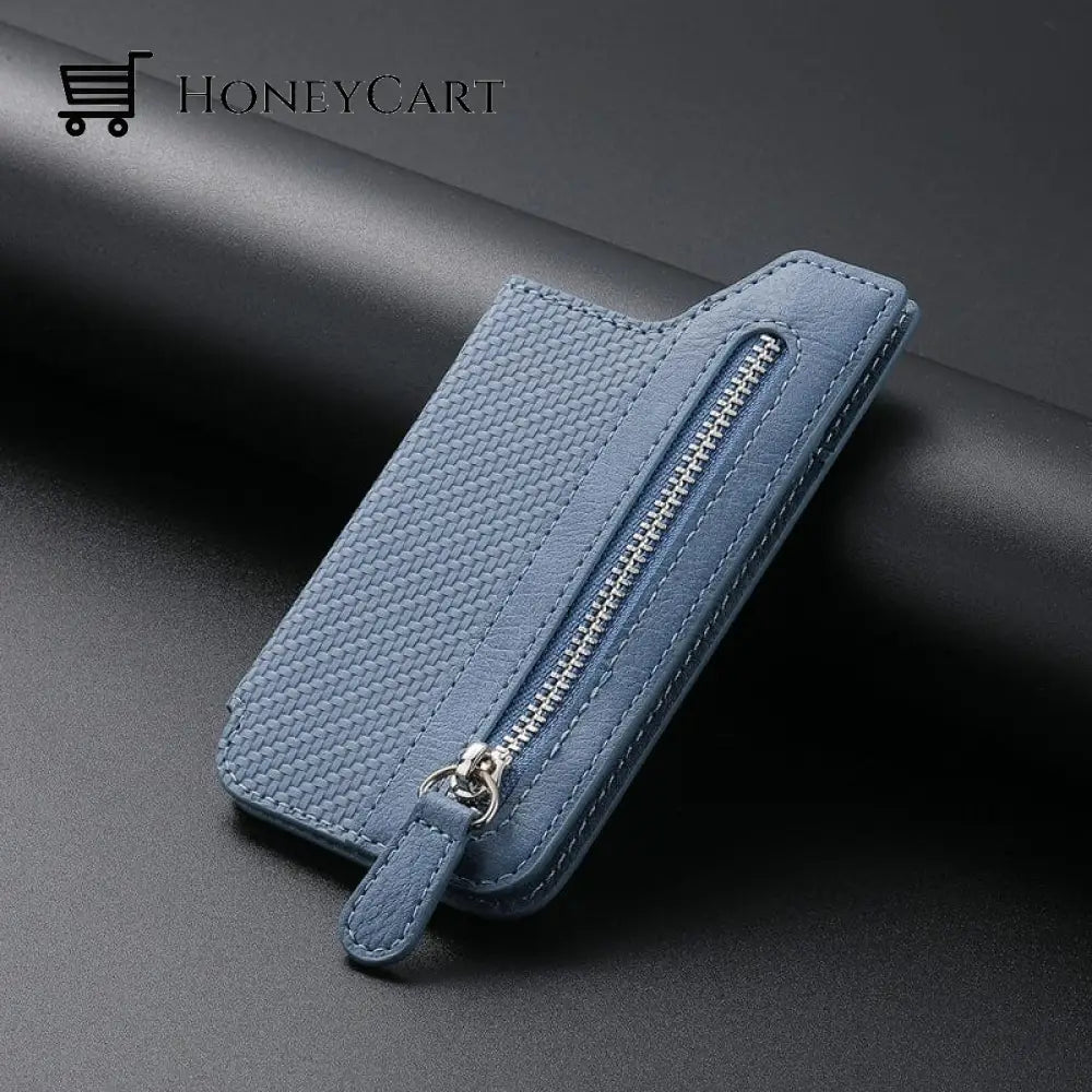 Multifunctional Adhesive Phone Wallet Card Holder Blue