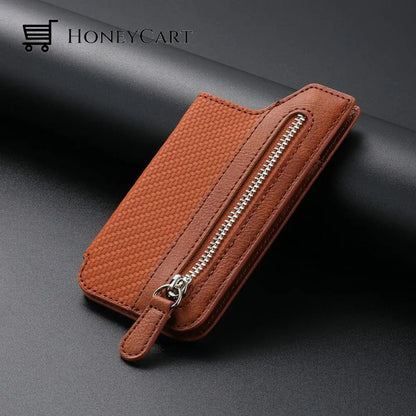 Multifunctional Adhesive Phone Wallet Card Holder Brown