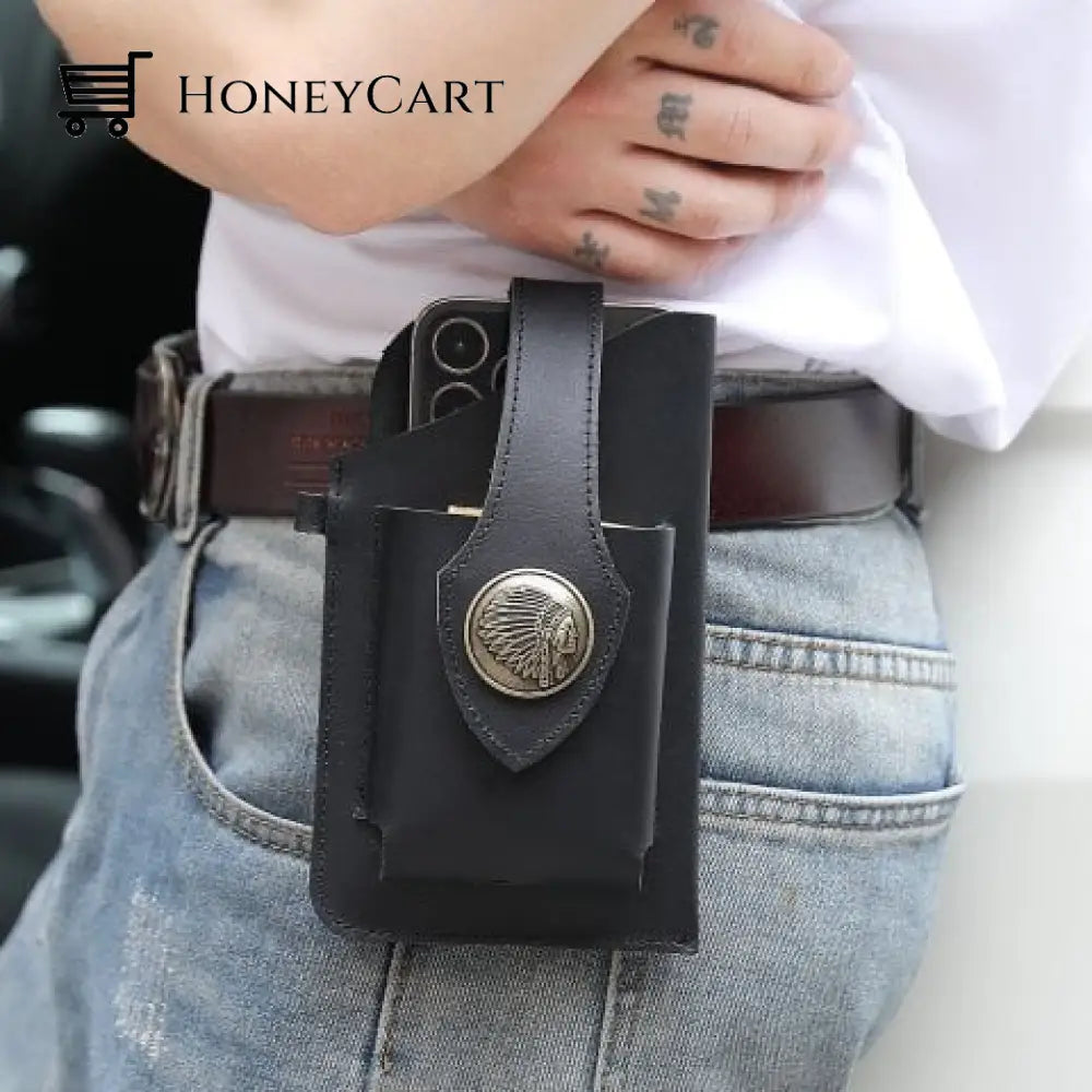 Multifunctional Leather Mobile Phone Bag Black / Buy 1