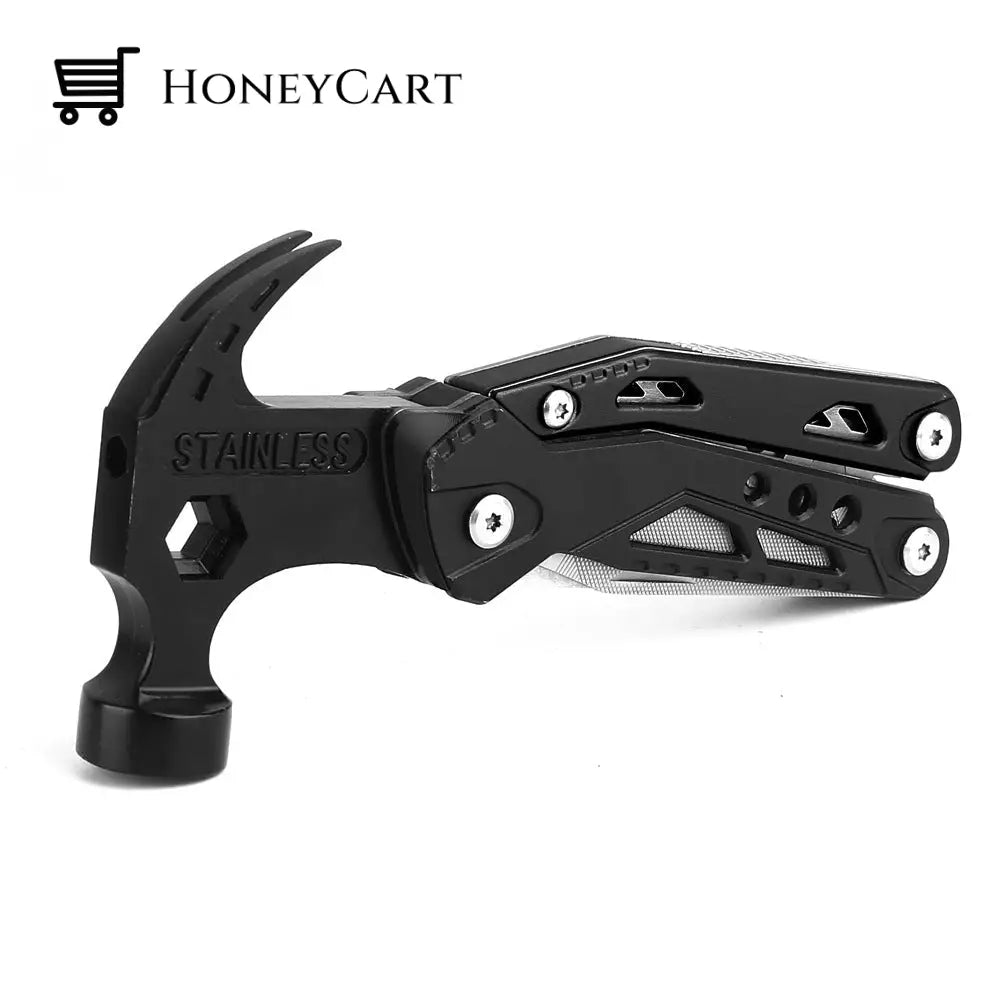 Multifunctional Pliers With Folding Nail Hammer Black Others